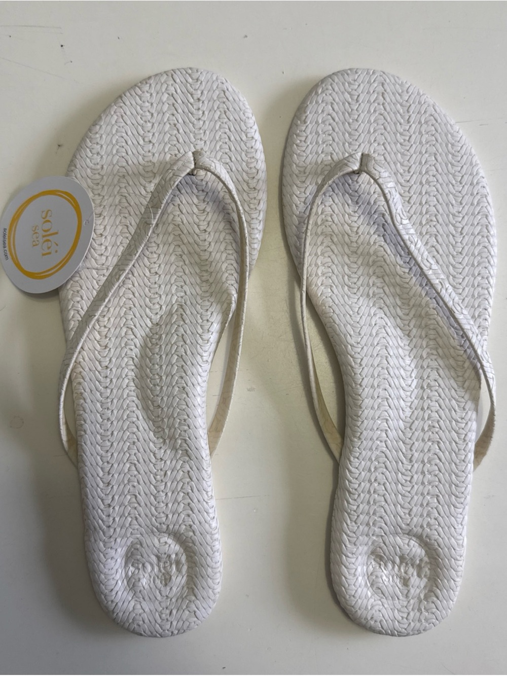 SOLEI SEA SANDALS WOMEN'S INDIE WEAVE SNOW VEGAN FLIP FLOPS SZ 11 NEW NWT